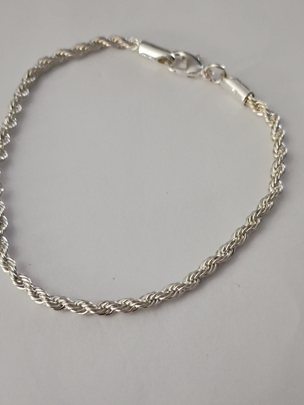 Sterling Silver Rope Chain Bracelet - Silver